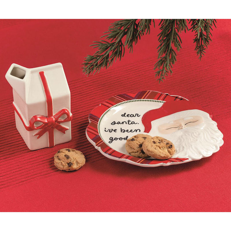 Mud Pie Dear Santa Cookie Plate and Milk Set