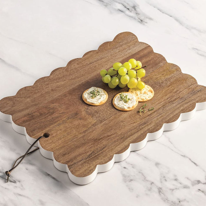 Mud Pie Large Scalloped Wood Board