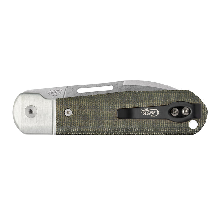 Case Knives Smooth OD Green Canvas Micarta Highbanks Knife