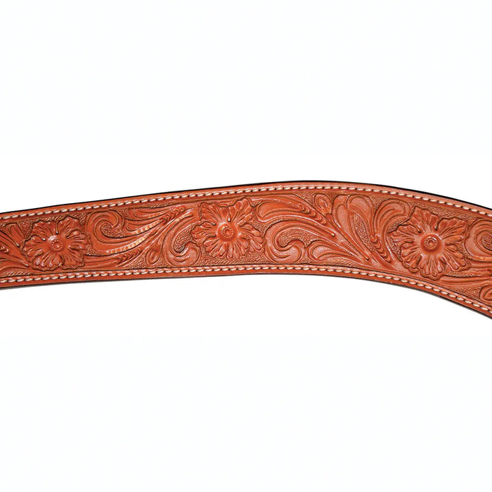 Circle Y Saddlery 2in Contoured Tapered Natural Regular Oil Floral Breast Collar