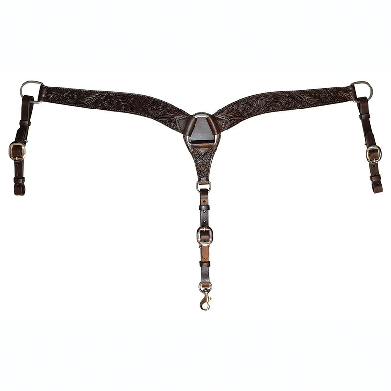 Circle Y Saddlery 2in Contoured Tapered Walnut Floral Breast Collar