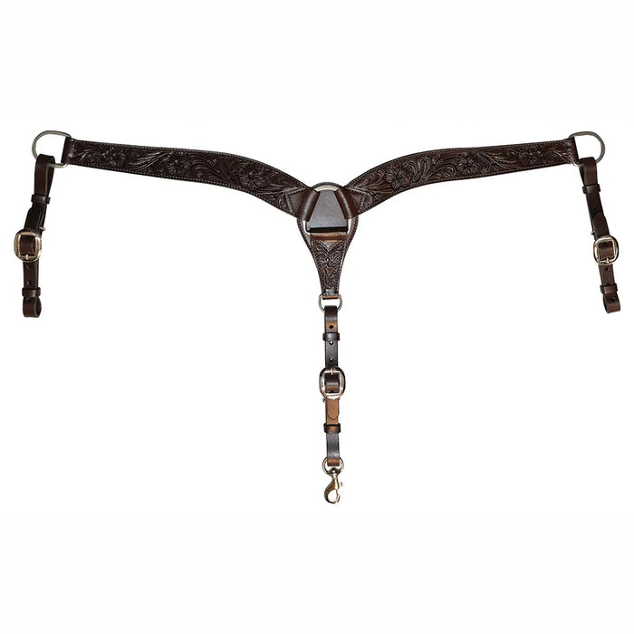 Circle Y Saddlery 2in Contoured Tapered Walnut Floral Breast Collar