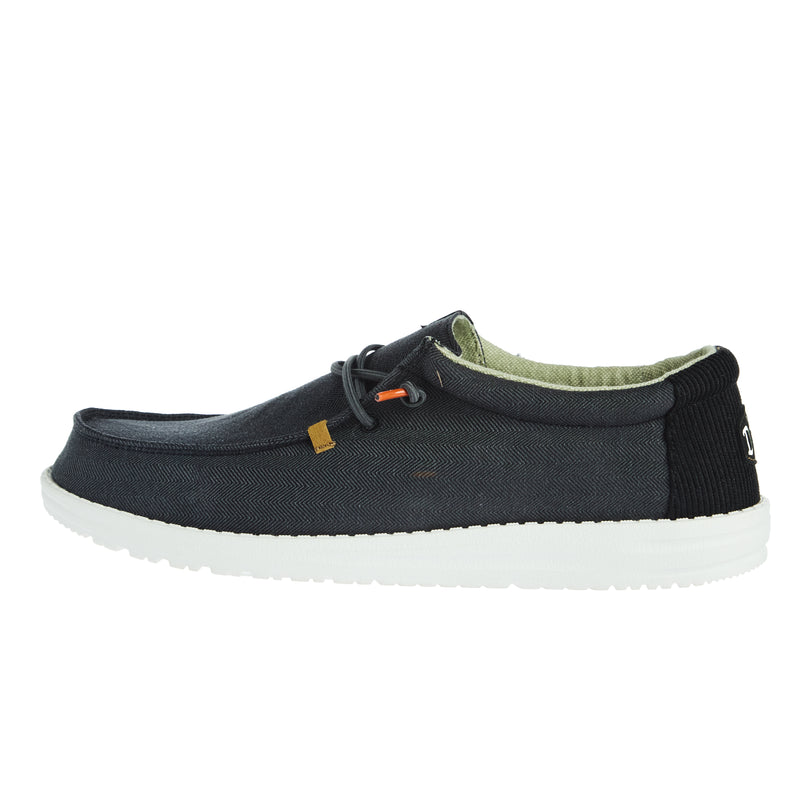Hey Dude Men`s Black Wally Herringbone Casual Shoe