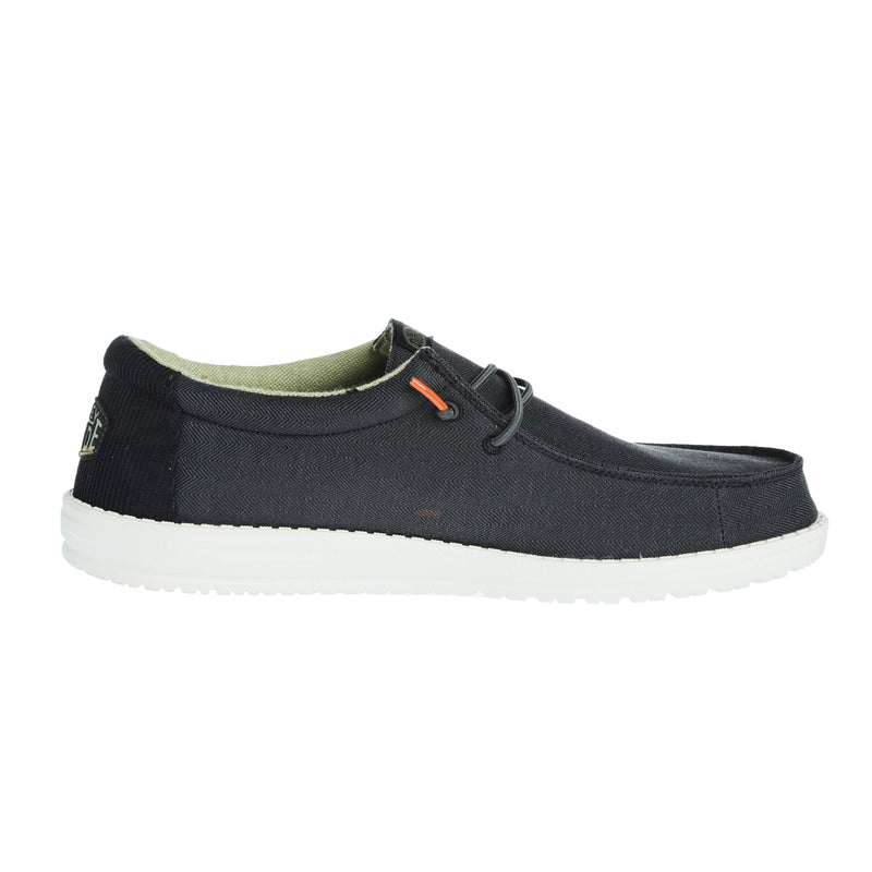 Hey Dude Men`s Black Wally Herringbone Casual Shoe