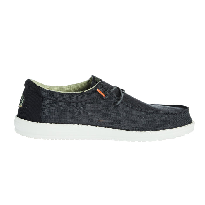 Hey Dude Men`s Black Wally Herringbone Casual Shoe