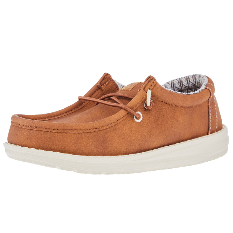 Hey Dude Wally Youth Classic Tan Faux Leather Slip-On