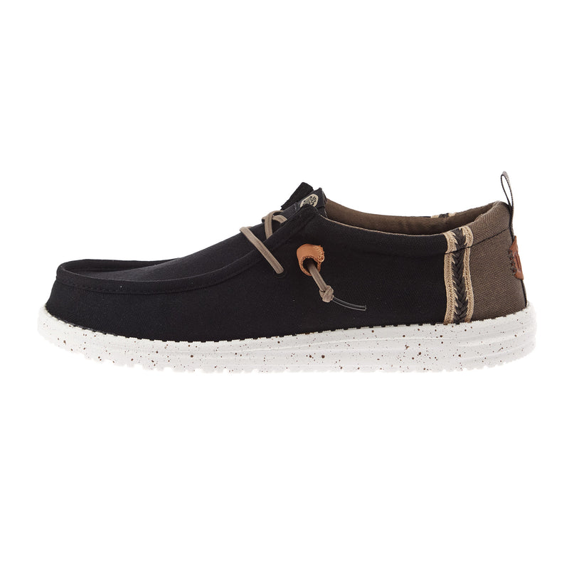 Hey Dude Men`s Black/Walnut Wally Summer Linen Casual Shoe