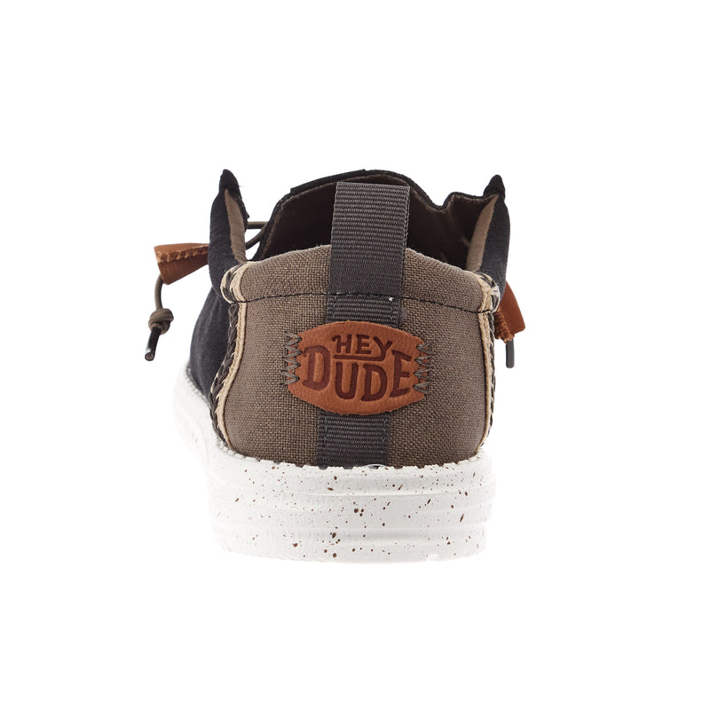 Hey Dude Men`s Black/Walnut Wally Summer Linen Casual Shoe