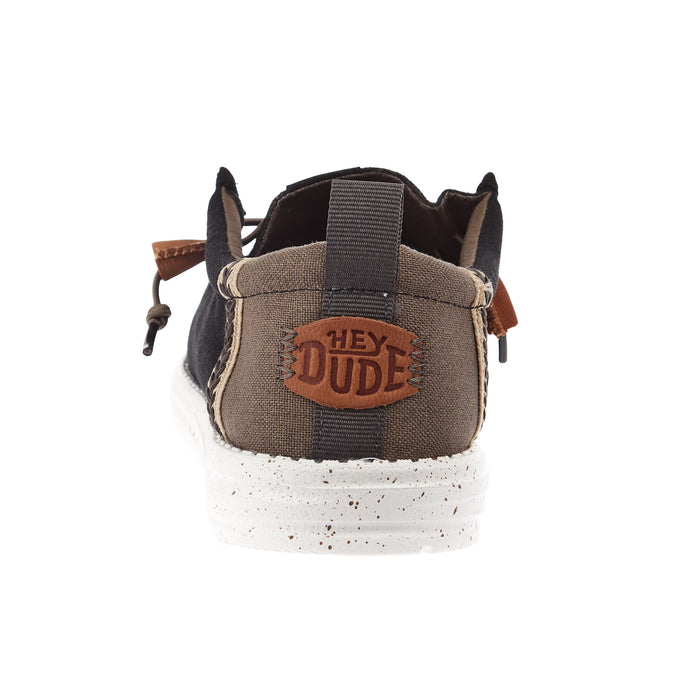 Hey Dude Men`s Black/Walnut Wally Summer Linen Casual Shoe