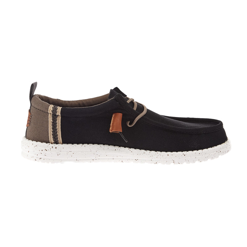Hey Dude Men`s Black/Walnut Wally Summer Linen Casual Shoe