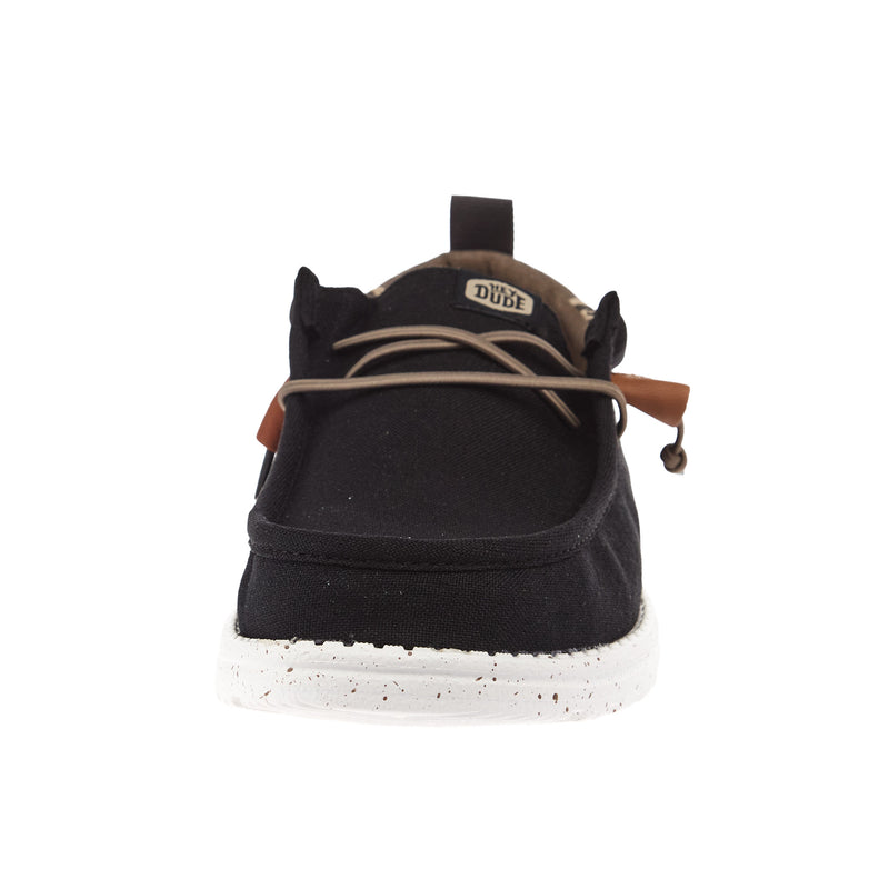 Hey Dude Men`s Black/Walnut Wally Summer Linen Casual Shoe