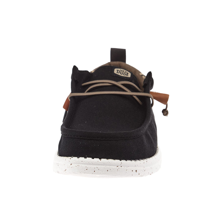 Hey Dude Men`s Black/Walnut Wally Summer Linen Casual Shoe
