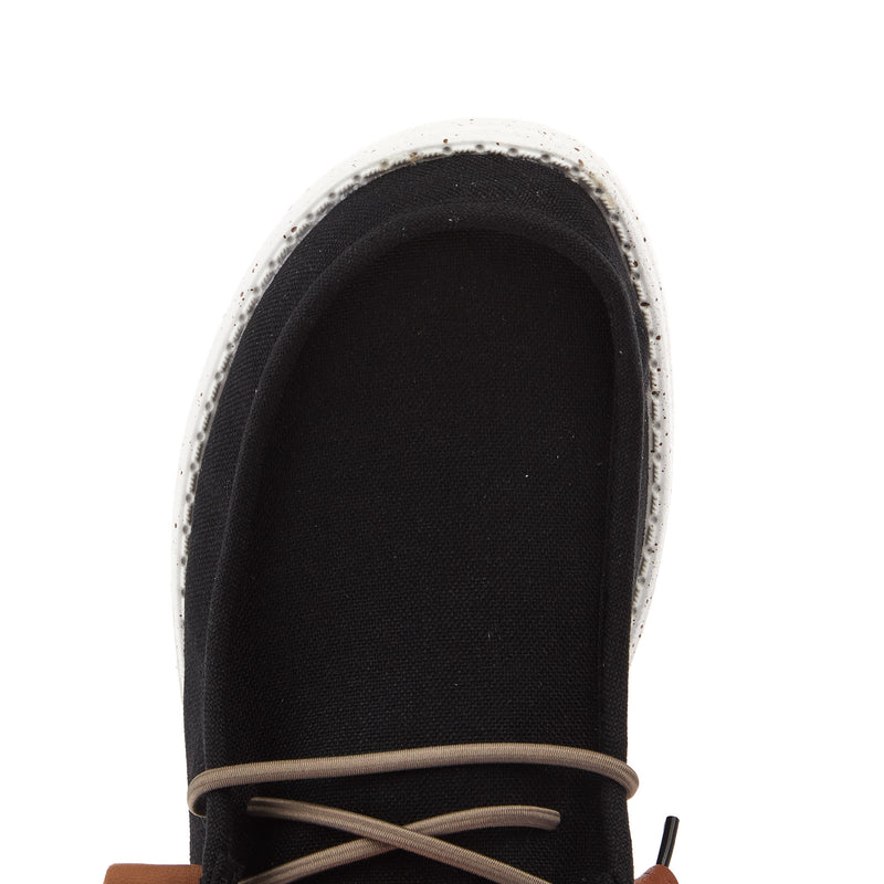 Hey Dude Men`s Black/Walnut Wally Summer Linen Casual Shoe