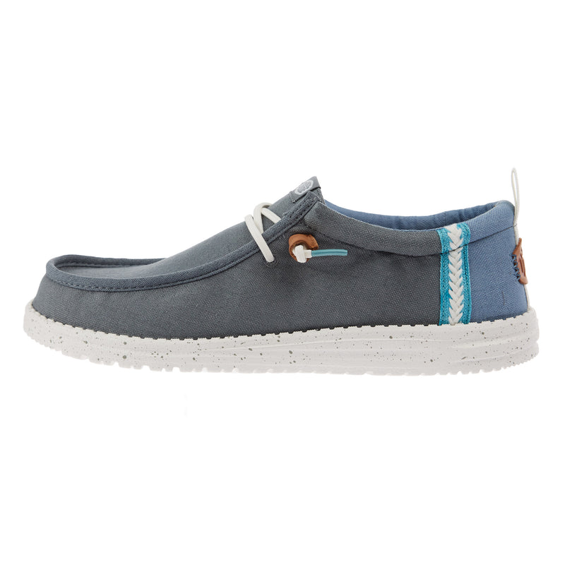 Hey Dude Men`s Grey/Denim Wally Summer Linen Casual Shoe