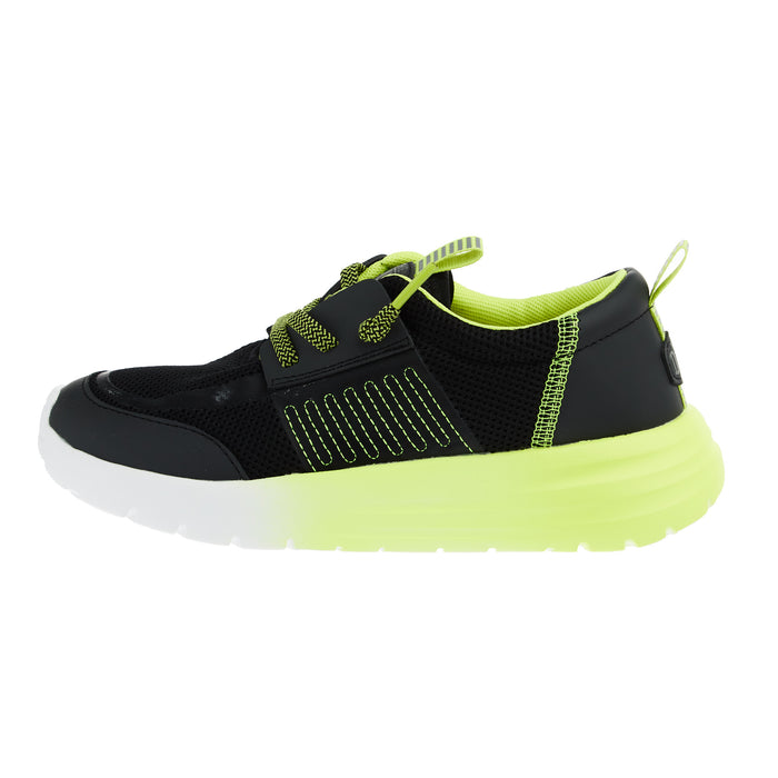 Hey Dude Sirocco Play Youth Sport Black and Lime Punch Casual Shoe