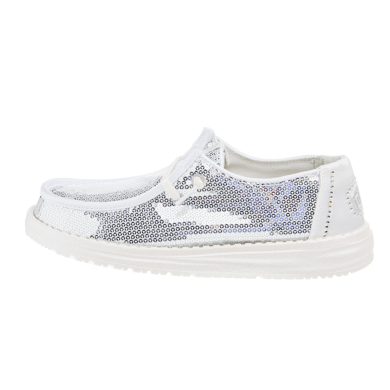 Hey Dude Womens Disco Sequin Silver Casual Shoe