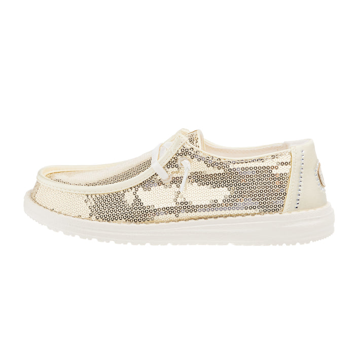 Hey Dude Womens Wendy Disco Sequin Gold Casual Shoe