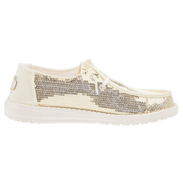 Hey Dude Womens Wendy Disco Sequin Gold Casual Shoe
