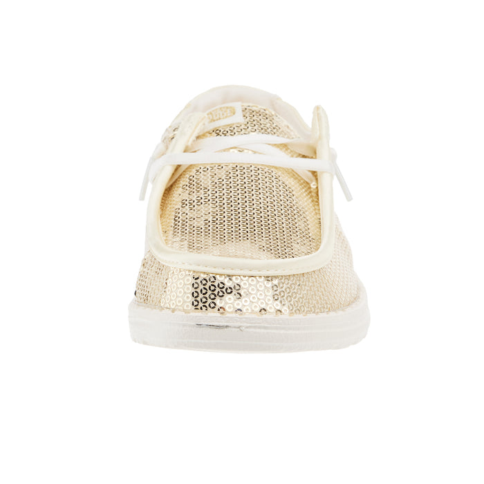 Hey Dude Womens Wendy Disco Sequin Gold Casual Shoe