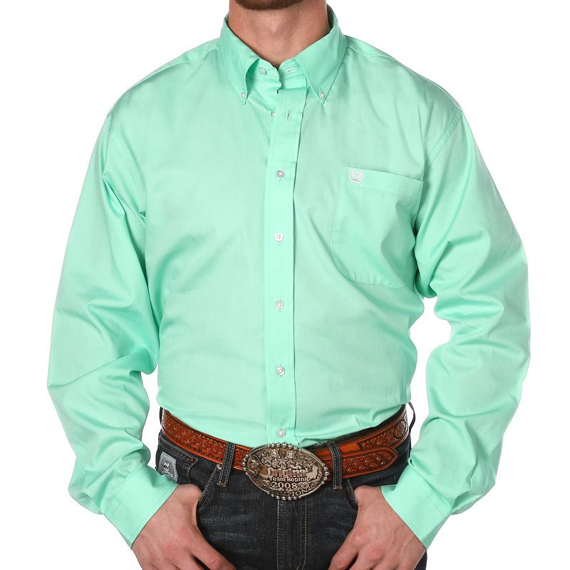 Cinch Men's Mint Pinpoint Oxford Long Sleeve Shirt
