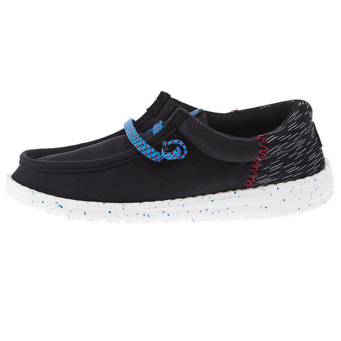 Hey Dude Youth Wally Jersey Jacquard Black and Red Causal Shoe