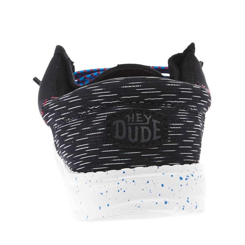 Hey Dude Youth Wally Jersey Jacquard Black and Red Causal Shoe