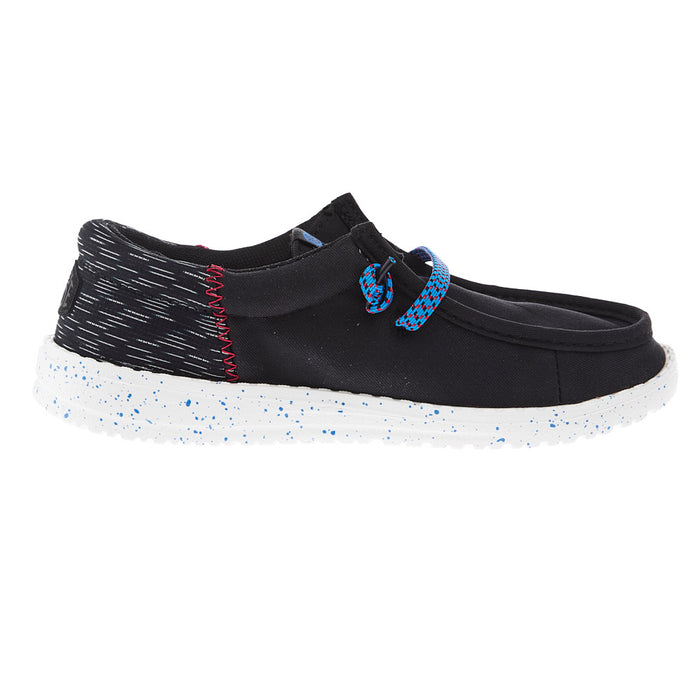 Hey Dude Youth Wally Jersey Jacquard Black and Red Causal Shoe