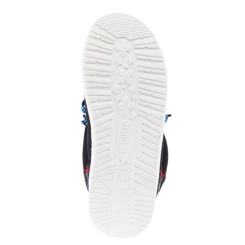 Hey Dude Youth Wally Jersey Jacquard Black and Red Causal Shoe