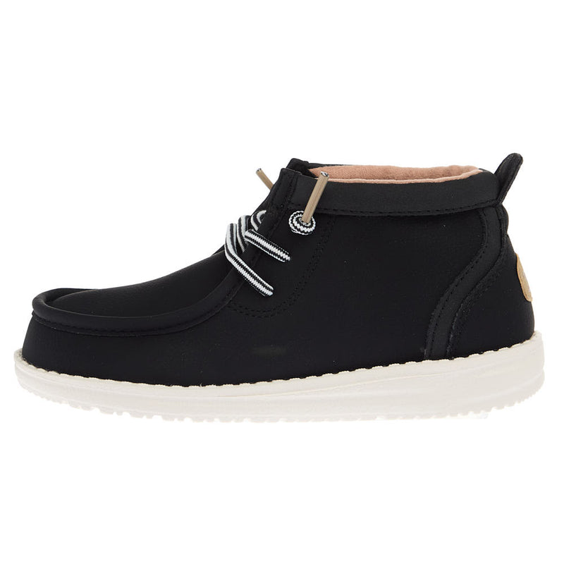 Hey Dude Youth Black Wally Mid Classic Casual Shoe