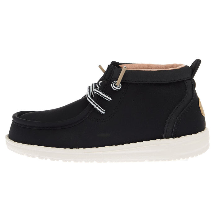 Hey Dude Youth Black Wally Mid Classic Casual Shoe