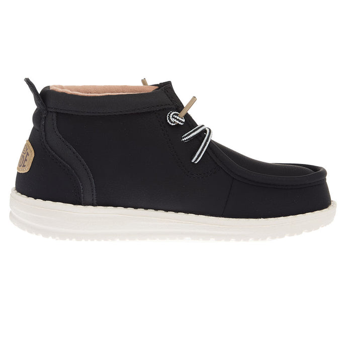 Hey Dude Youth Black Wally Mid Classic Casual Shoe