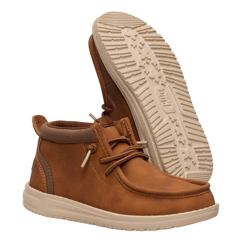 Hey Dude Youth Wally Mid Classic Cognac And Tan Casual