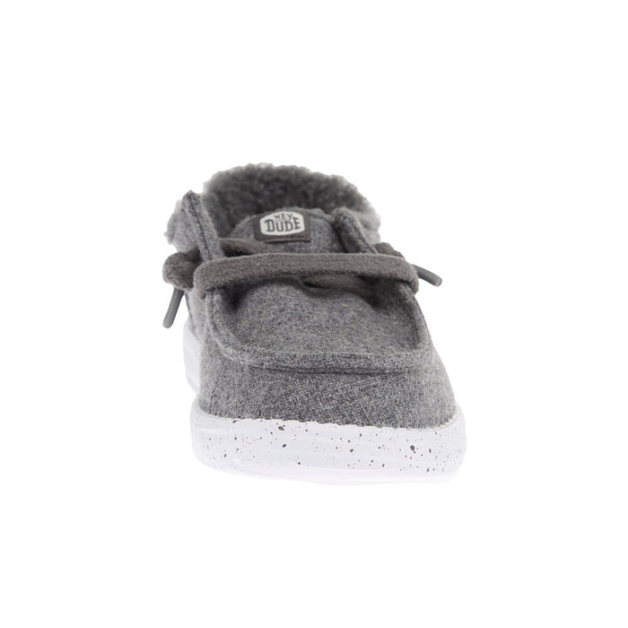 Hey Dude Youth Wendy Charcoal Wool Cozy Casual Shoe