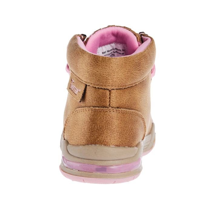 M+F Twister Lauren Toddlers Tan and Pink Light Up Casual Shoe