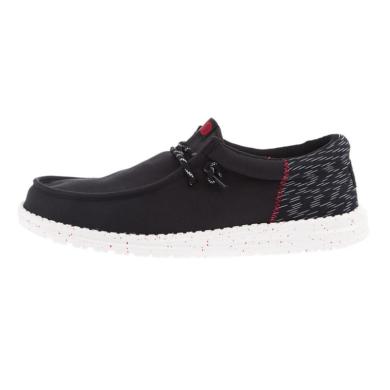 Hey Dude Mens Black and Red Wally Funk Jersey Casual Shoe