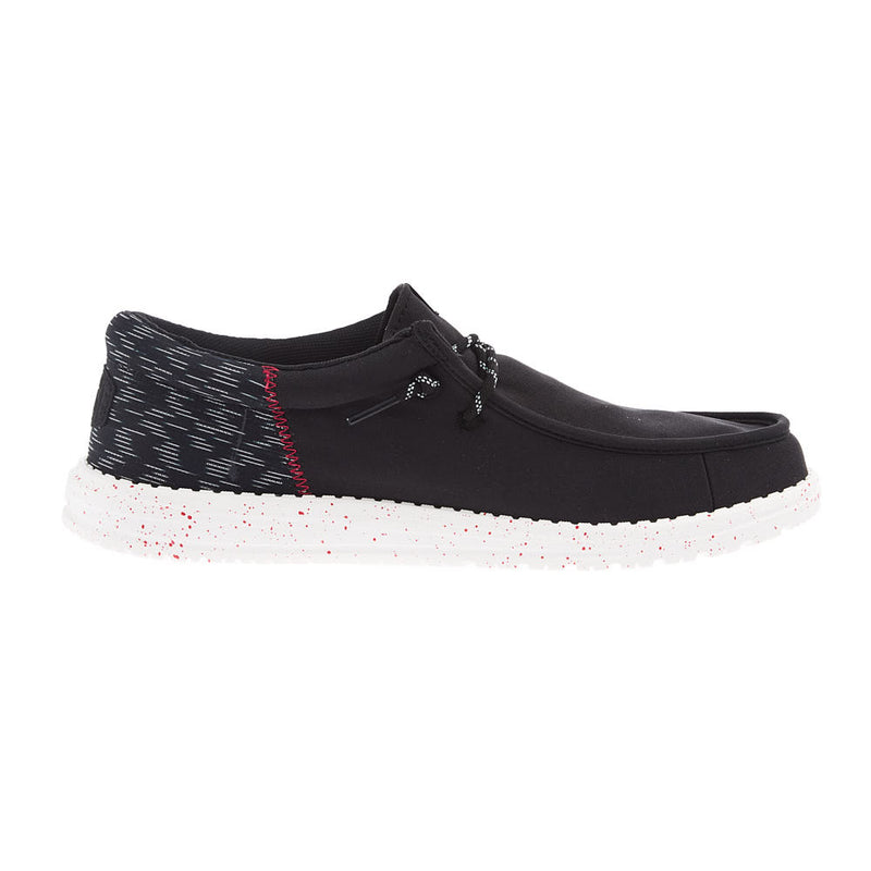 Hey Dude Mens Black and Red Wally Funk Jersey Casual Shoe