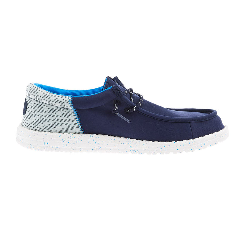 Hey Dude Mens Black and Blue Wally Funk Jersey Casual Shoe