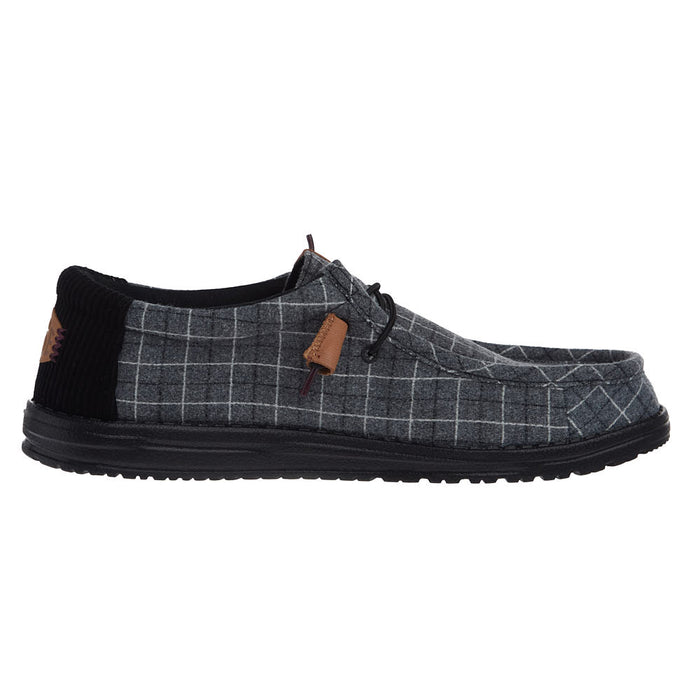 Hey Dude Men's Wally Black Plaid Corduroy Casual