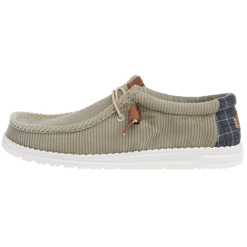Hey Dude Men's Wally Stone Grey Plaid Corduroy Casual
