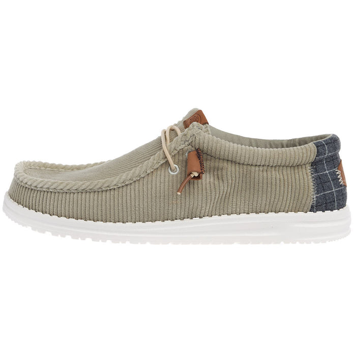 Hey Dude Men's Wally Stone Grey Plaid Corduroy Casual