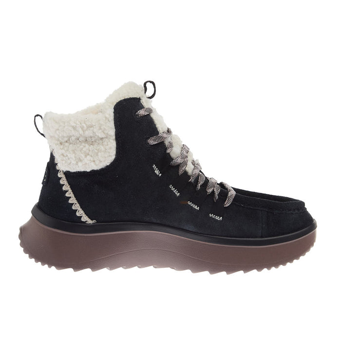 Hey Dude Women's Wendy Peak Apres Suede Black and Tan Lace Up Casual