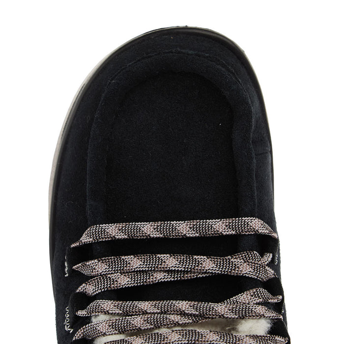 Hey Dude Women's Wendy Peak Apres Suede Black and Tan Lace Up Casual