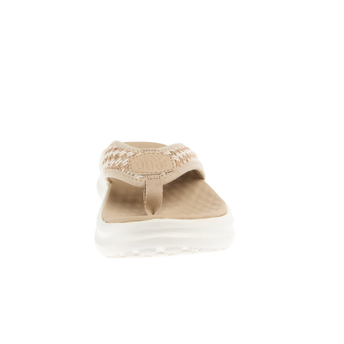 Hey Dude Women's Irish Cream and White Tide Flip Flop