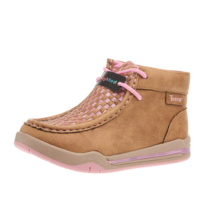 M+F Childrens Twister Lauren Tan And Pink Light Up Shoe
