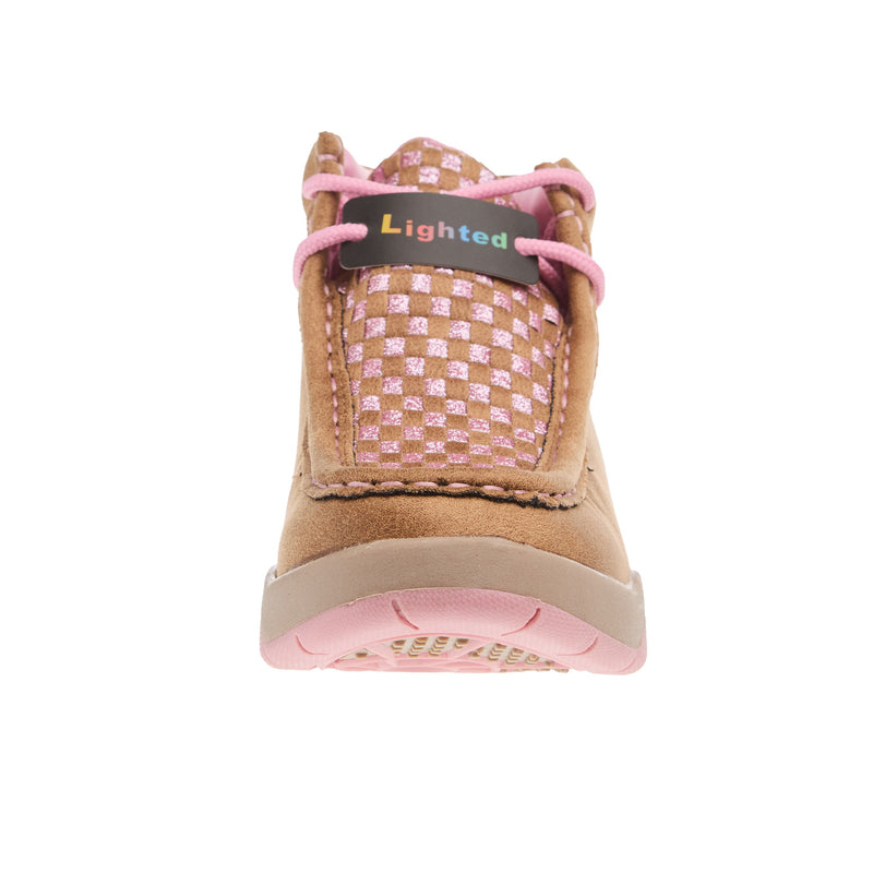 M+F Childrens Twister Lauren Tan And Pink Light Up Shoe