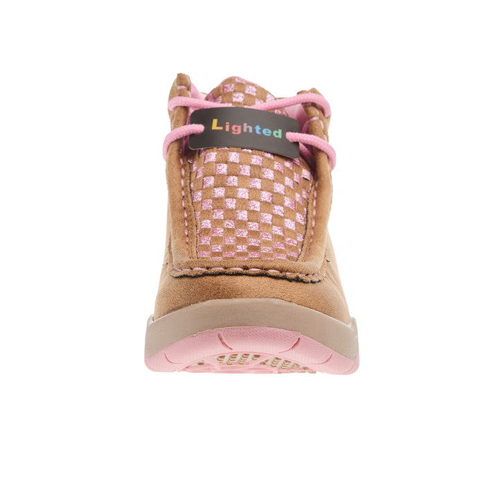 M+F Childrens Twister Lauren Tan And Pink Light Up Shoe