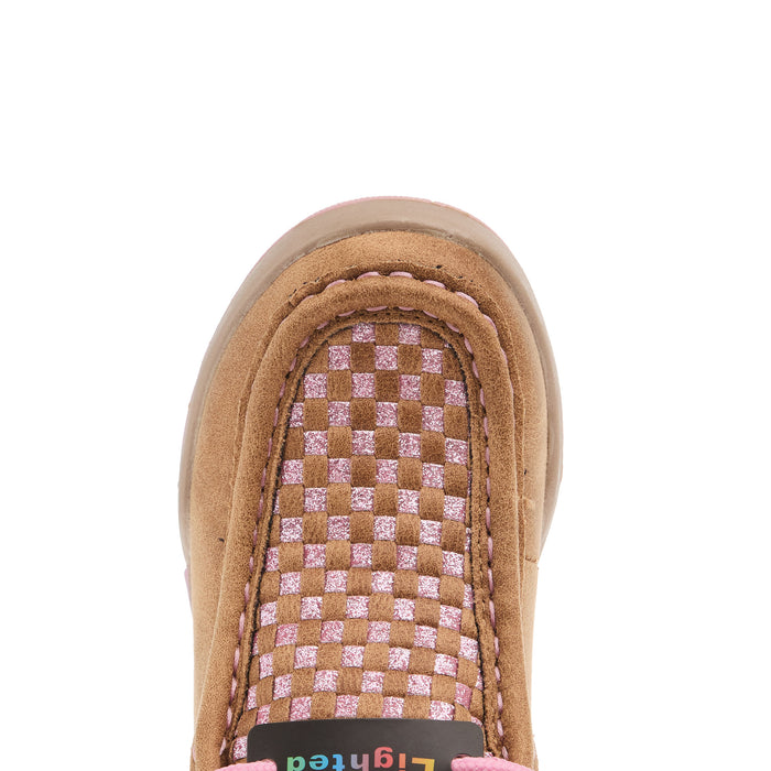 M+F Childrens Twister Lauren Tan And Pink Light Up Shoe