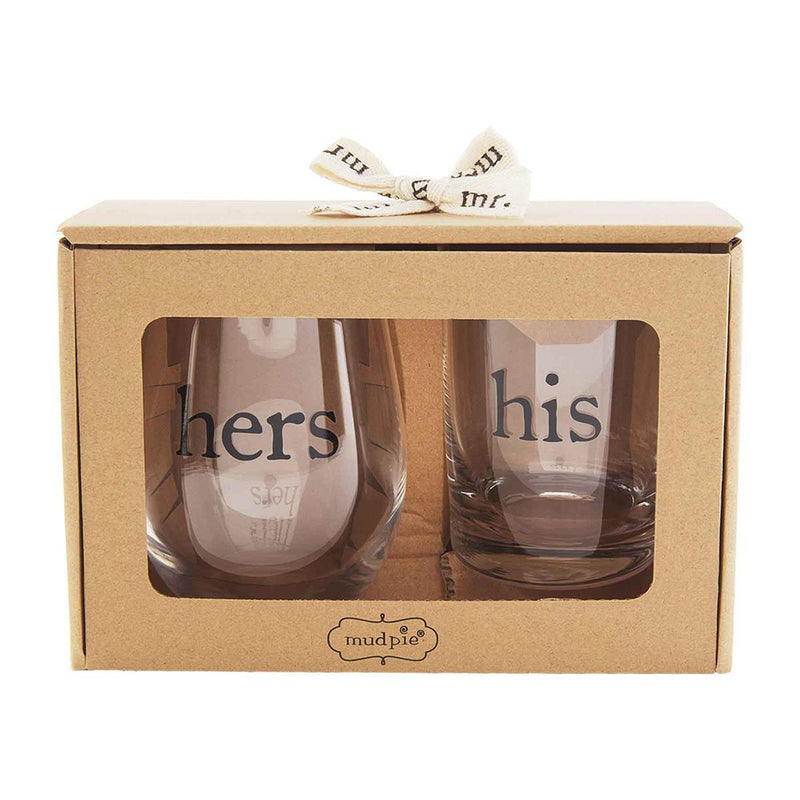 Mud Pie His and Hers Glass Set