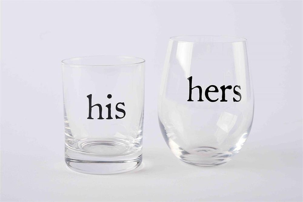 Mud Pie His and Hers Glass Set