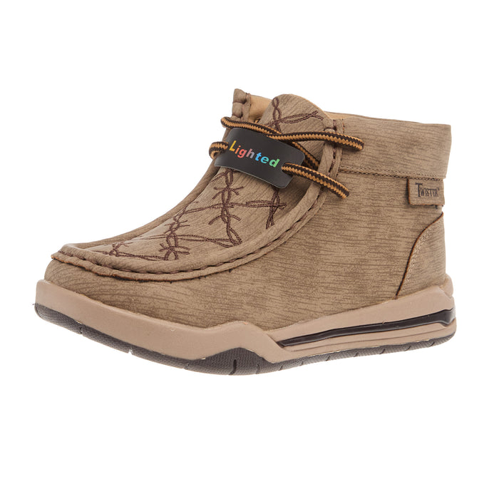 M+F Twister Jackson Childrens Tan Light Up Casual Shoe